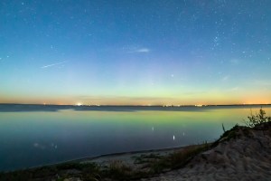 Meteor shower and northern lights at good spirit lake provincial park 