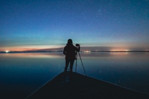 Good spirit lake nightscape with light pollution 