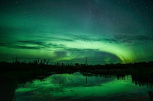 Northern lights reflect Saskatchewan canada